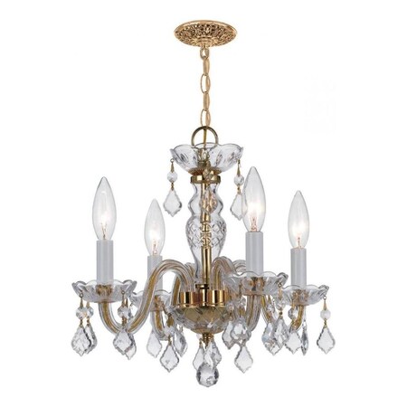 Crystorama Traditional Polished Brass Crystal Mini Chandelier With 4 Clear Lights 1064-PB-CL-MWP